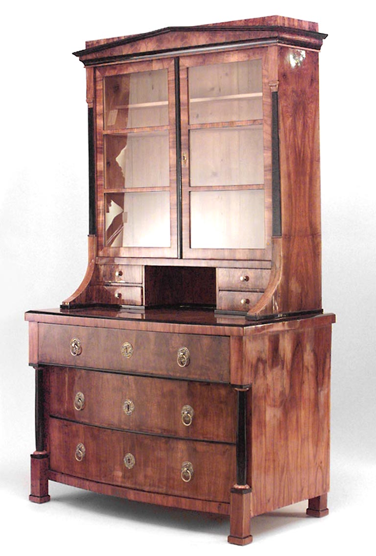 Austrian Biedermeier Walnut Ebonized Bookcase