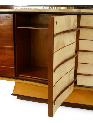 Bologna Daghlia Italian Mid-Century Rosewood and Parchment Sideboard
