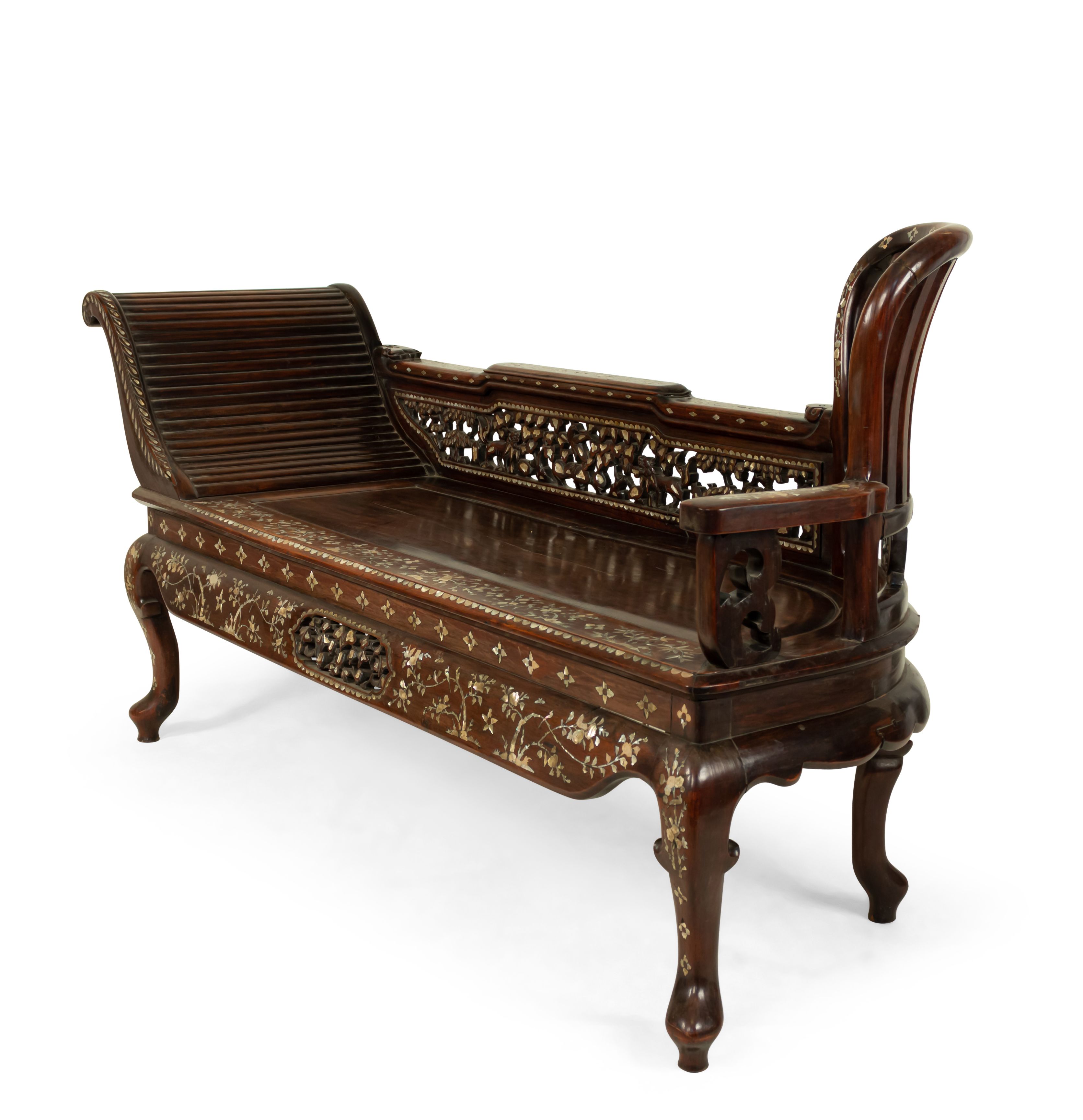 Asian Burmese Style Rosewood Récamier