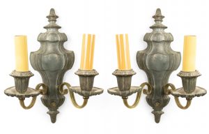 English Georgian Style Pewter and Brass Vasiform Wall Sconces
