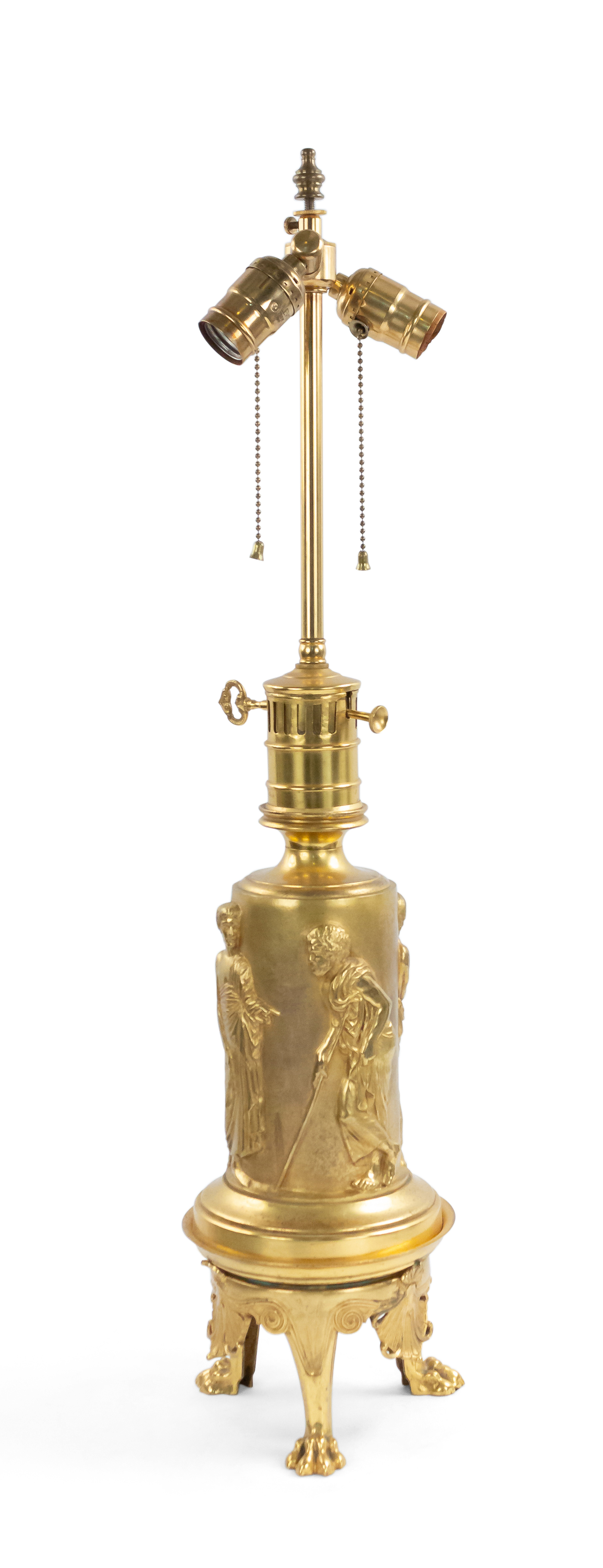 English regency style gilt and tole hurricane lamp 1