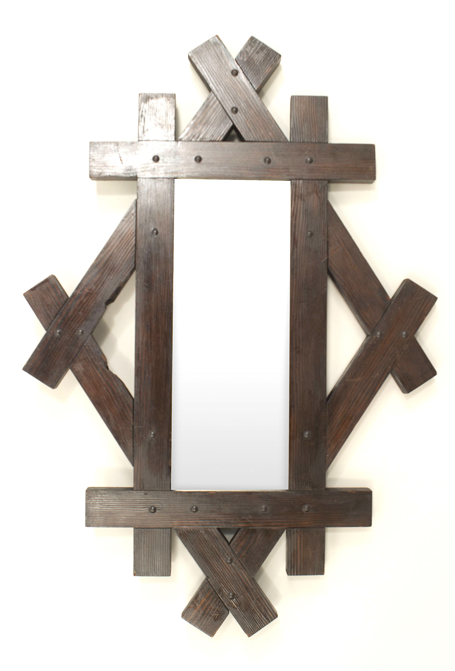 American Mission Stained Oak X Design Wall Mirror