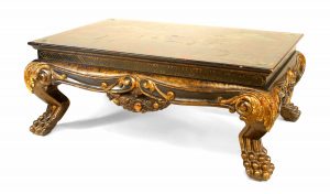 Asian Chinese Style Lacquered Landscape Scene Coffee Table